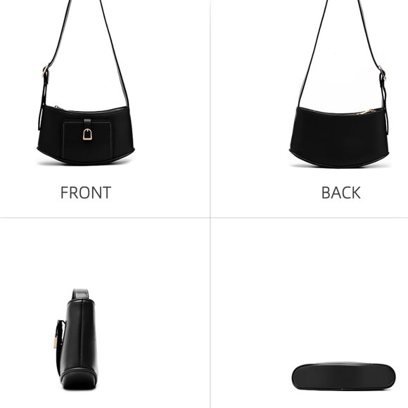 Classic Retro Black Purse: Cute Hobo Tote with Multiple Pockets - 10.2" x 5.9" - Picture 5 of 6